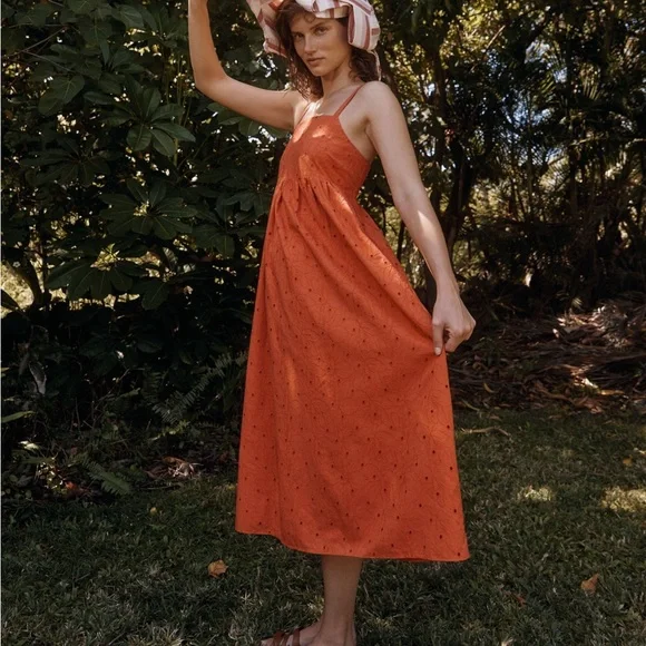 Womens Dresses Orange Eyelet Dress Madewell Dresses